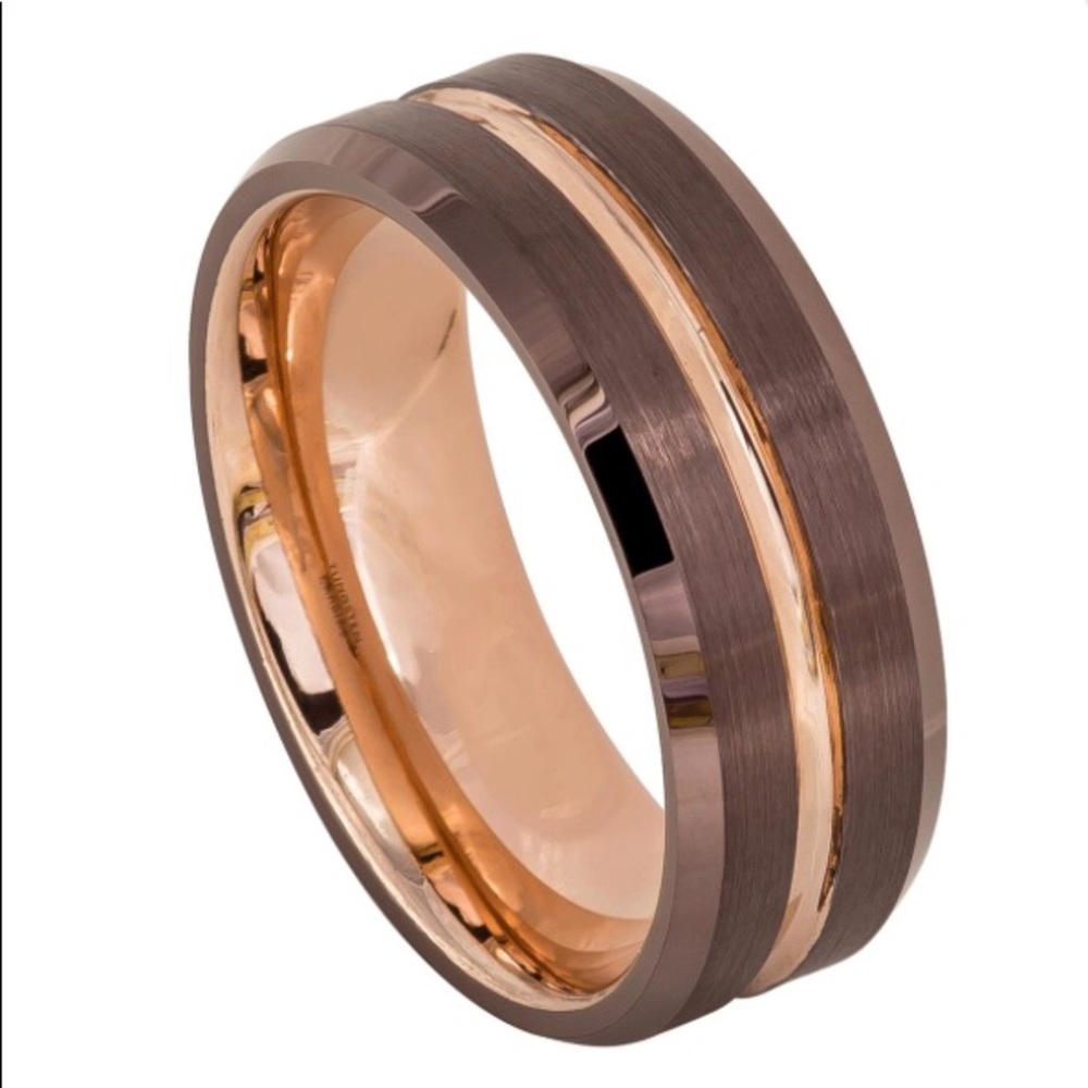 Rose gold, bronze tungsten ring